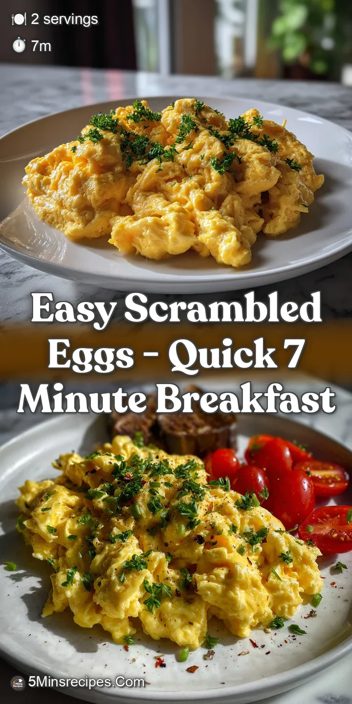 A close-up shot of rich, golden scrambled eggs, with small, delicate curds and a moist, glistening texture. Perfect breakf...