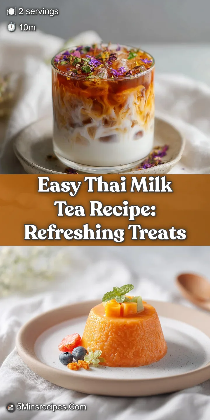 Close-up of refreshing Thai iced tea, revealing icy condensation on the glass and the rich orange hue of the sweet, spiced...