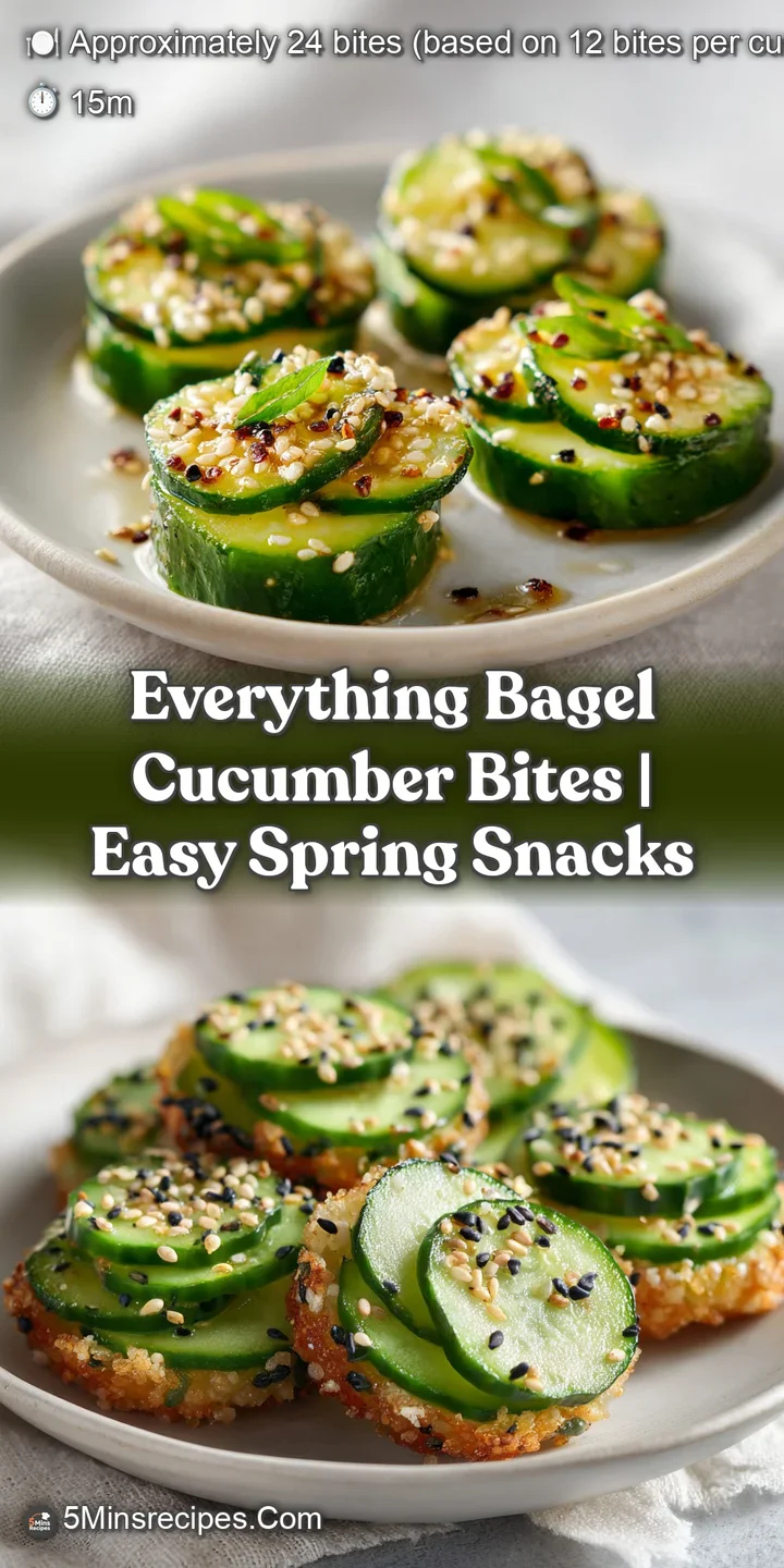 A close-up of a creamy topping on a crisp cucumber slice, studded with a mix of poppy, sesame, and garlic seeds.