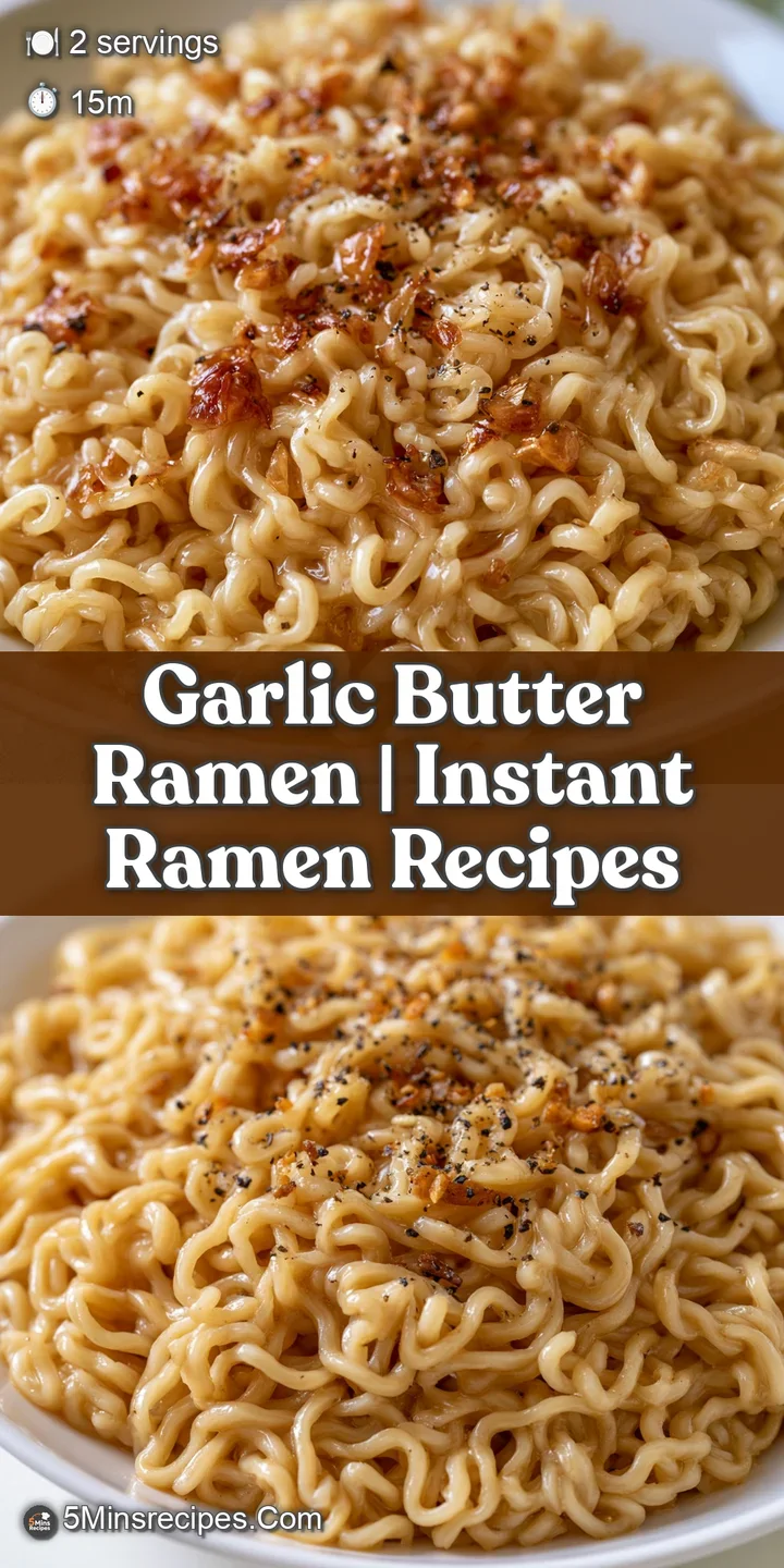 Extreme close-up of glistening, butter-coated noodles with aromatic minced garlic and a pinch of red chili flakes.