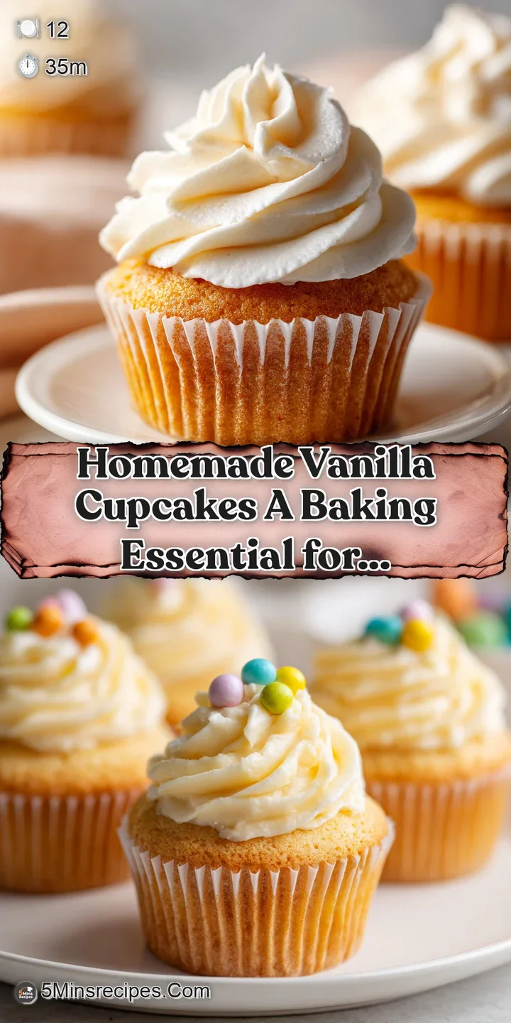 Close-up of a vanilla cupcake, showcasing the soft, moist crumb and creamy, sweet frosting with a scattering of bright spr...