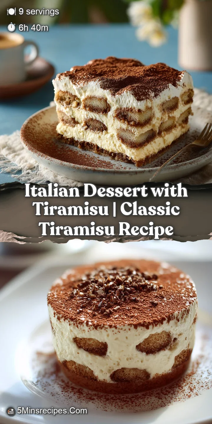 Close-up of a luscious tiramisu, showcasing the moist ladyfingers and the velvety mascarpone cream with cocoa powder.