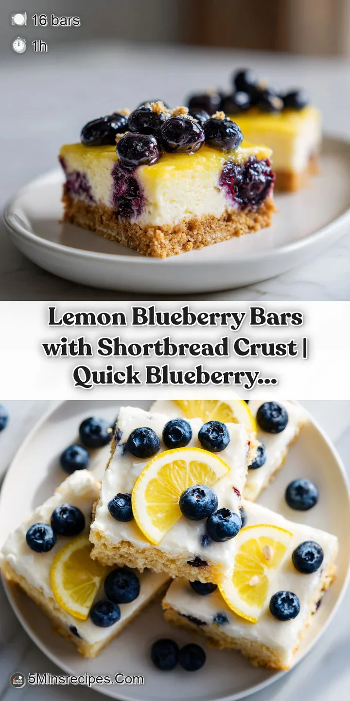 Close-up of a soft, yielding lemon bar with bursts of deep blue blueberries and a textured shortbread base, glistening sli...