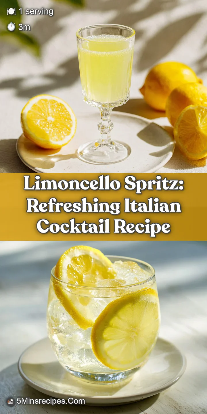 Inviting close-up of a Limoncello Spritz; condensation glistens on the glass, showcasing the vibrant yellow hue and bubbly...