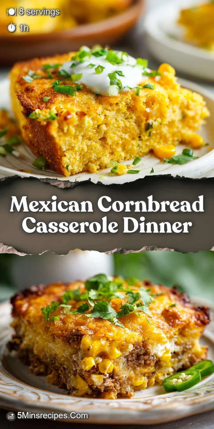 Close-up of Mexican cornbread casserole: moist crumb, colorful corn, melted cheese create an inviting texture and aroma.