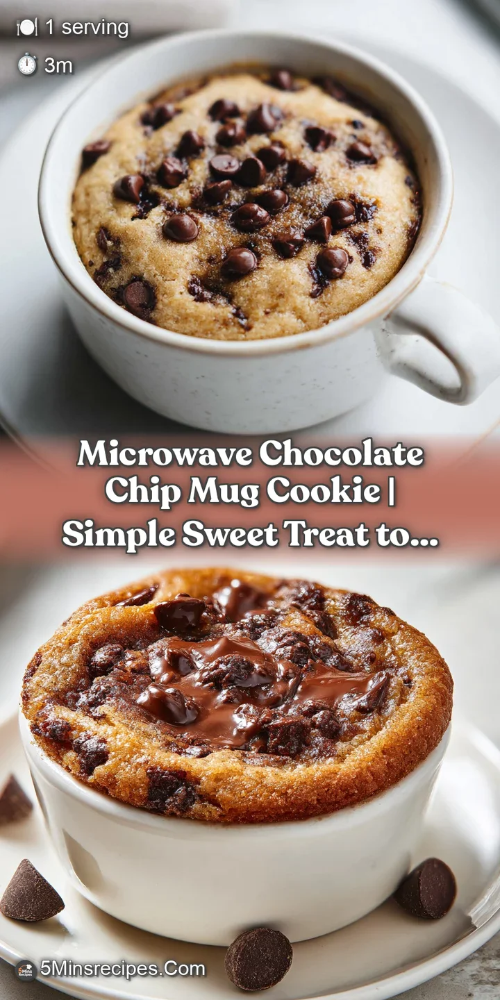 Close-up of a fudgy, warm mug cookie with a rich, deep brown hue and perfectly melted chocolate chips.