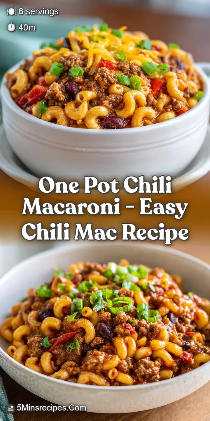 Close-up of steaming chili macaroni, showing glistening noodles, plump red beans, and juicy ground beef in a thick sauce.