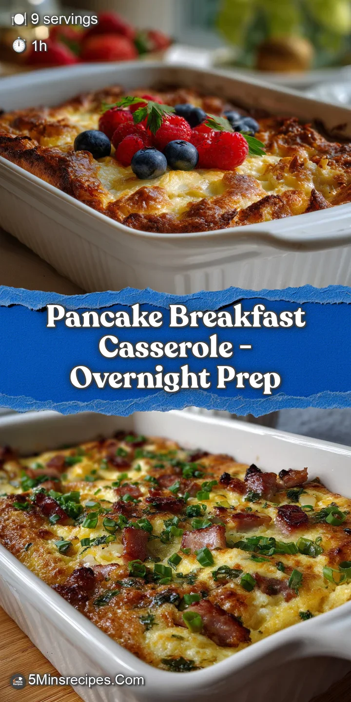 Close-up: Fluffy pancake casserole showing soft interior with juicy blueberries. Sweet, buttery, inviting breakfast dish.