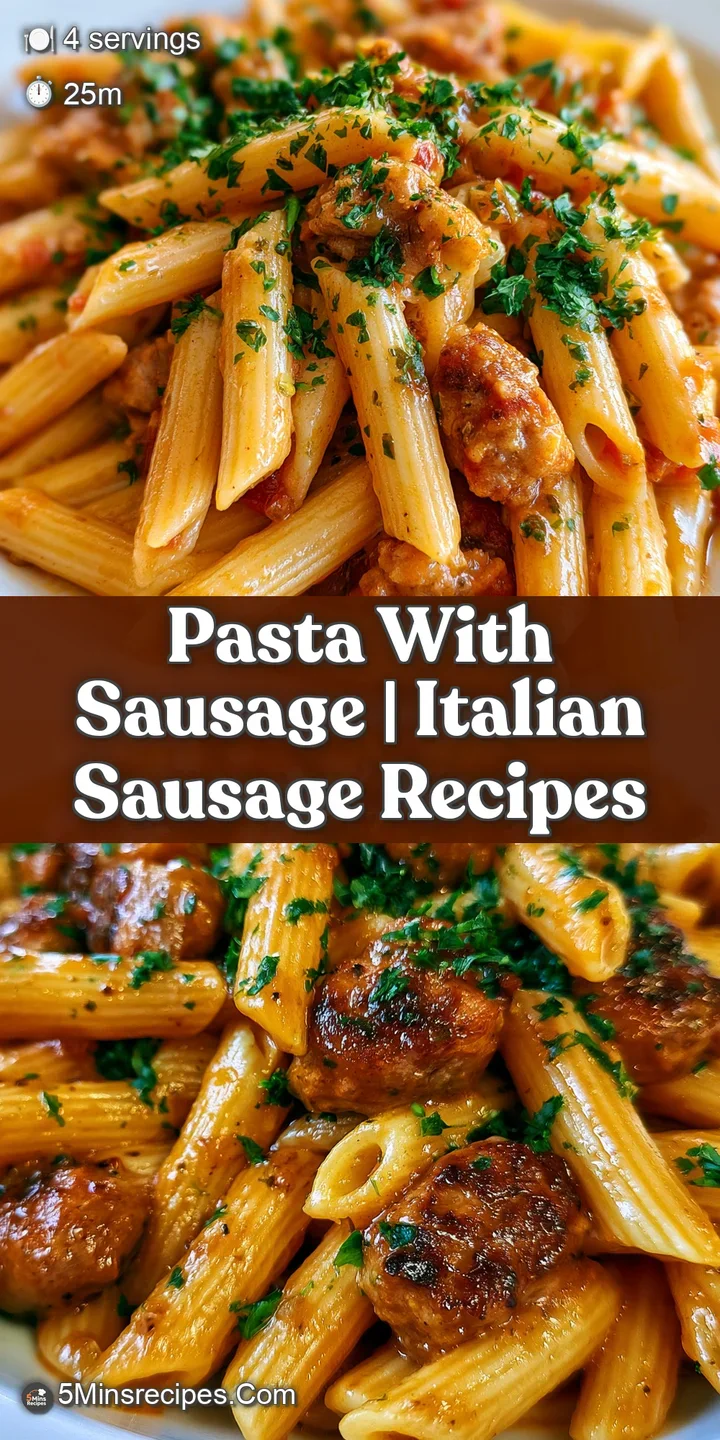 Close-up of juicy, browned sausage crumbles clinging to glossy pasta strands with a dusting of aged parmesan.