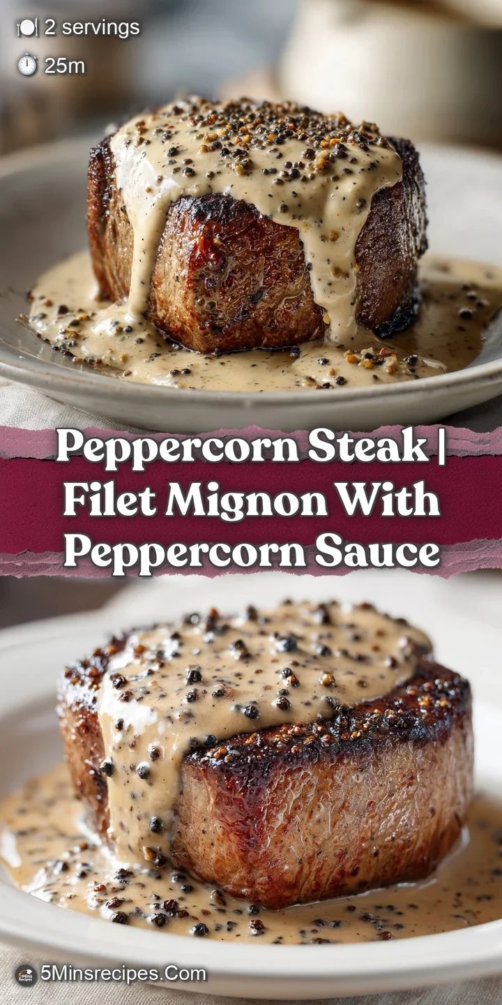 Close-up of a juicy steak crust coated in cracked black pepper and glistening with melted butter and sauce.