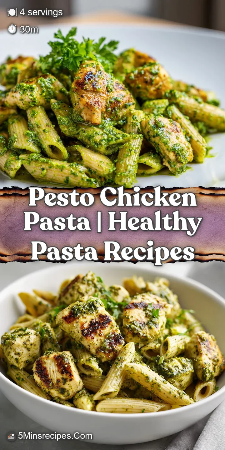 Close-up of creamy green sauce clinging to penne pasta and seared chicken breast with melted parmesan shavings.