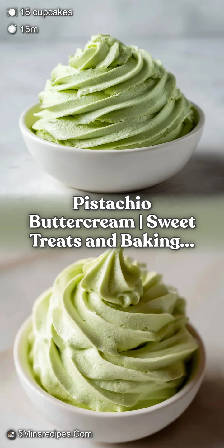 Macro shot of a silky, sage-colored frosting showing a smooth, creamy texture and fine pistachio dust.