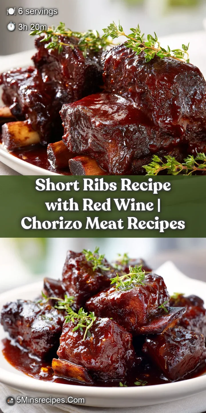 Close-up of succulent, fall-off-the-bone meat smothered in a rich, velvety dark red wine reduction with a glossy sheen.