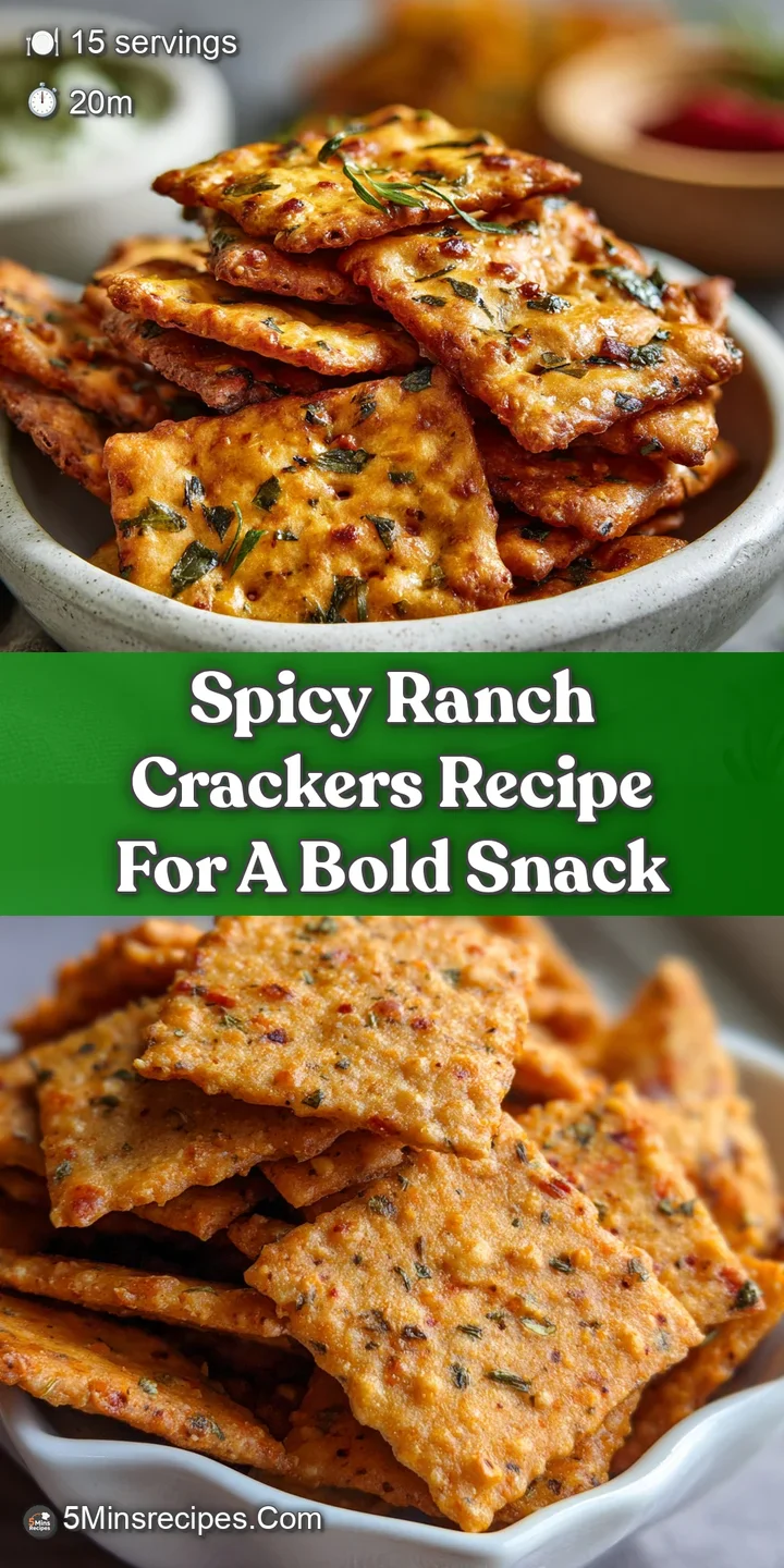 Close-up: Ranch seasoned crackers reveal their flaky texture and spicy coating, hints of red pepper and fresh herbs visible.