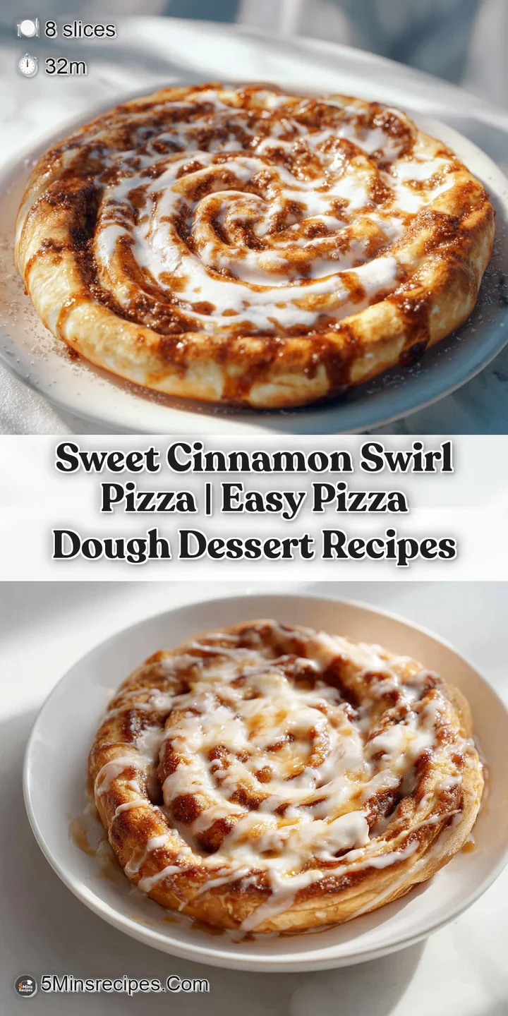 Close-up of a tender, baked cinnamon swirl pizza crust, with caramelized sugar edges and a dusting of white.