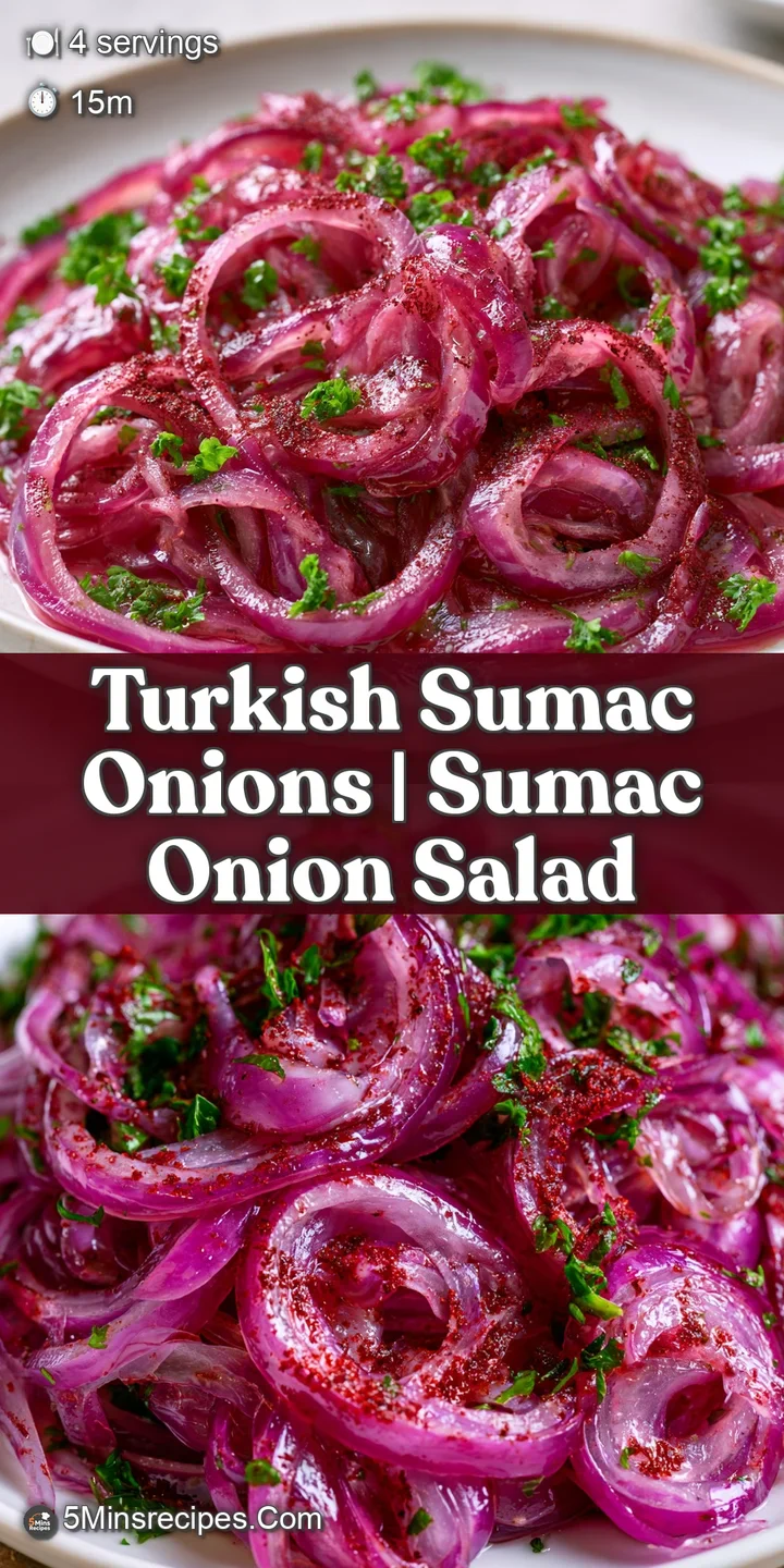 Extreme close-up of glossy, purple onion slivers coated in a tart red powder with glistening droplets of lemon juice.