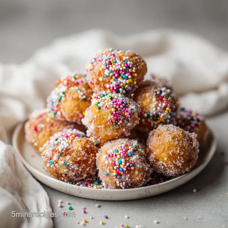 A rustic wooden board showcasing warm, glazed donut holes dusted with powdered sugar, invitingly arranged.