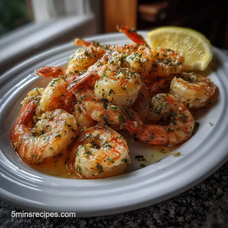 Tender shrimp artfully arranged on a bed of lemon slices, showcasing a golden-brown crust and vibrant green herbs, ready t...