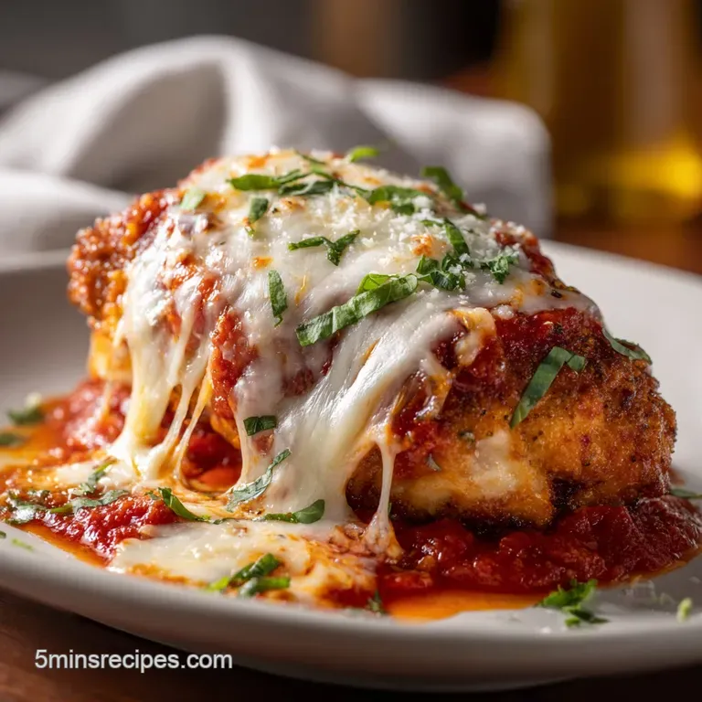 Perfectly plated chicken parm: a juicy cutlet glistening with sauce and cheese, beside a vibrant green salad with bright v...