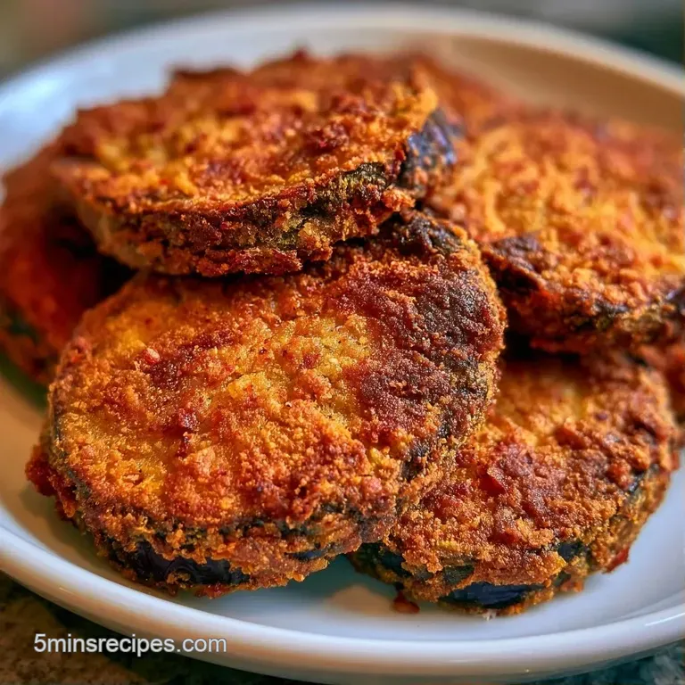 Slices of golden-brown fried vegetables stacked neatly on a white plate, garnished with sliced green onions.