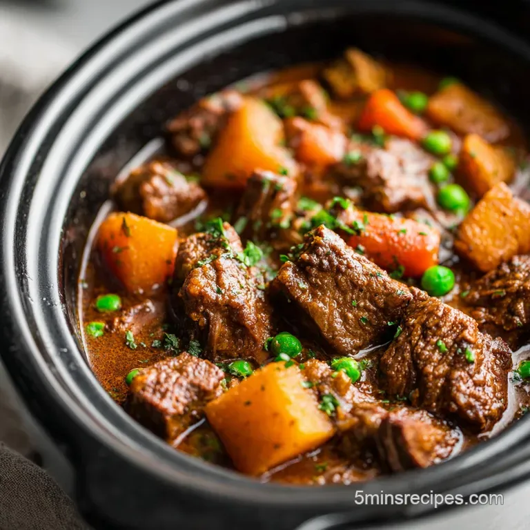 Tender beef chunks piled high on creamy mashed potatoes, glistening gravy drizzled over, sprinkled with fresh parsley.