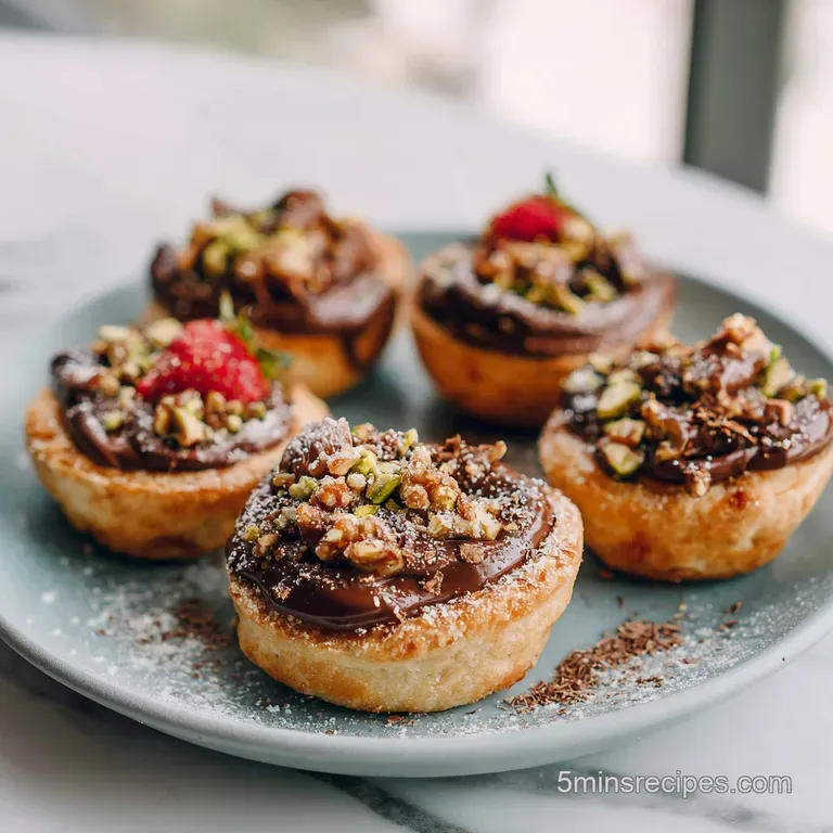 Two delicate toasted pies, dusted with powdered sugar, nestled on a white plate with berries.
