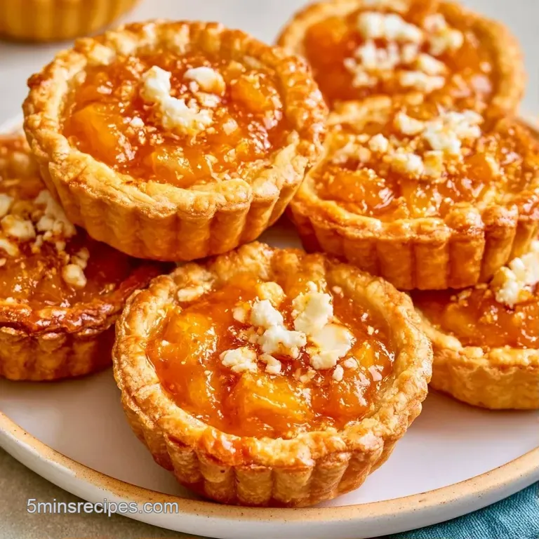 Three delicate, buttery pastries arranged on a white ceramic plate with a sprig of fresh mint and a drizzle of syrup