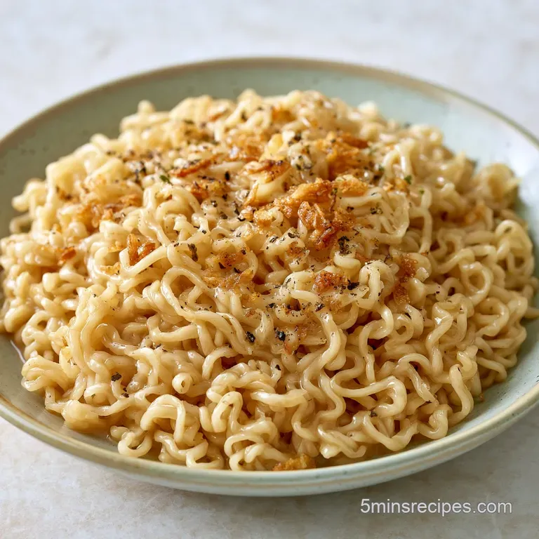 A steaming bowl of golden noodles topped with a jammy egg, bright scallions, and a sprinkle of toasted sesame seeds.