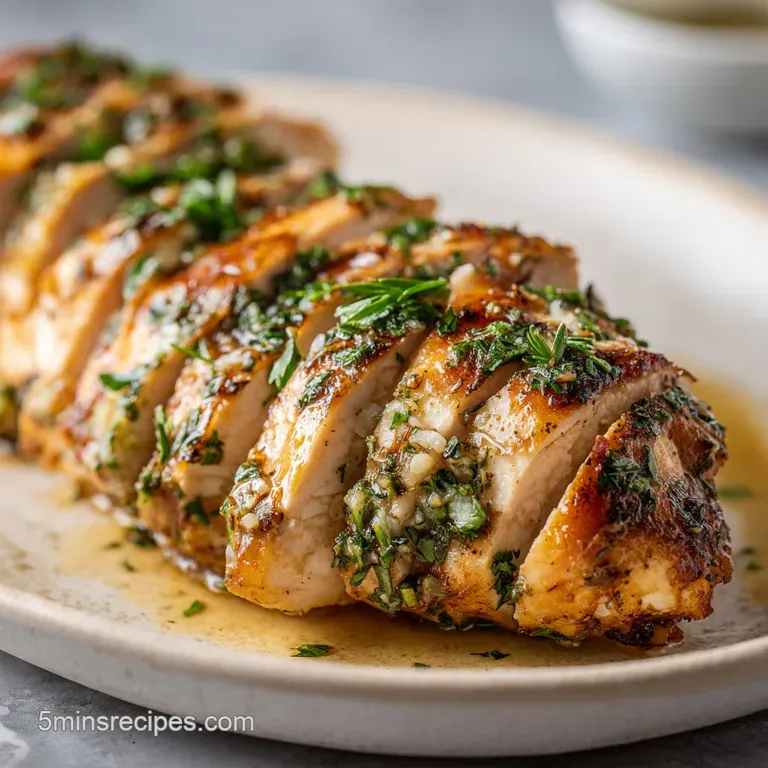 Perfectly seared chicken tenderloin plated elegantly, herbs sprinkled atop, hinting at a delicious and simple gourmet expe...
