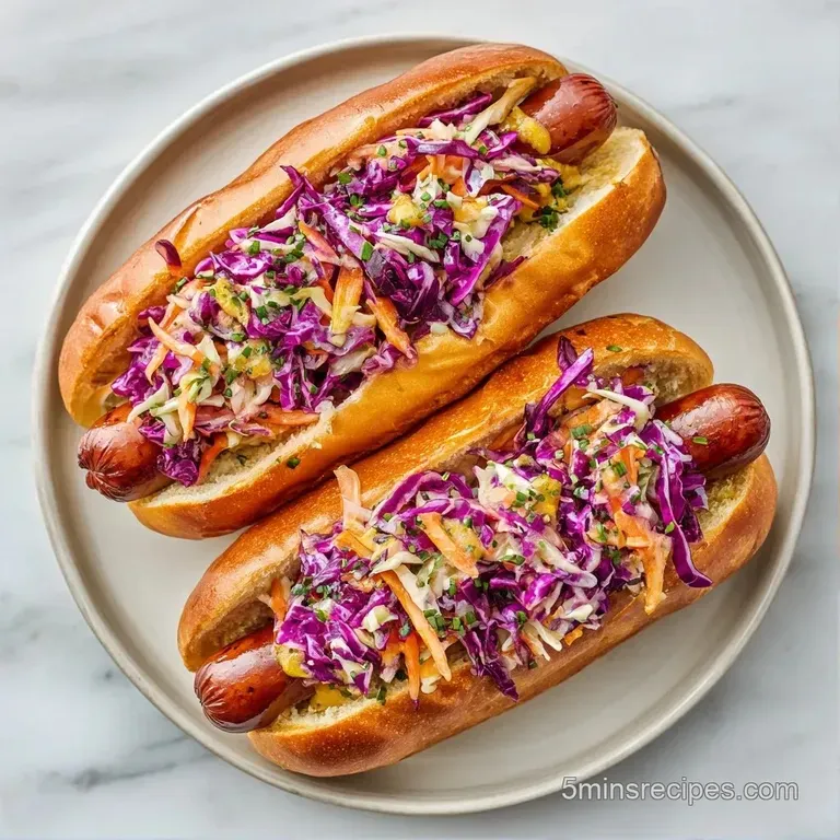 Platter of grilled sausages in golden buns served with crisp fries and colorful condiments on a dark wooden board.