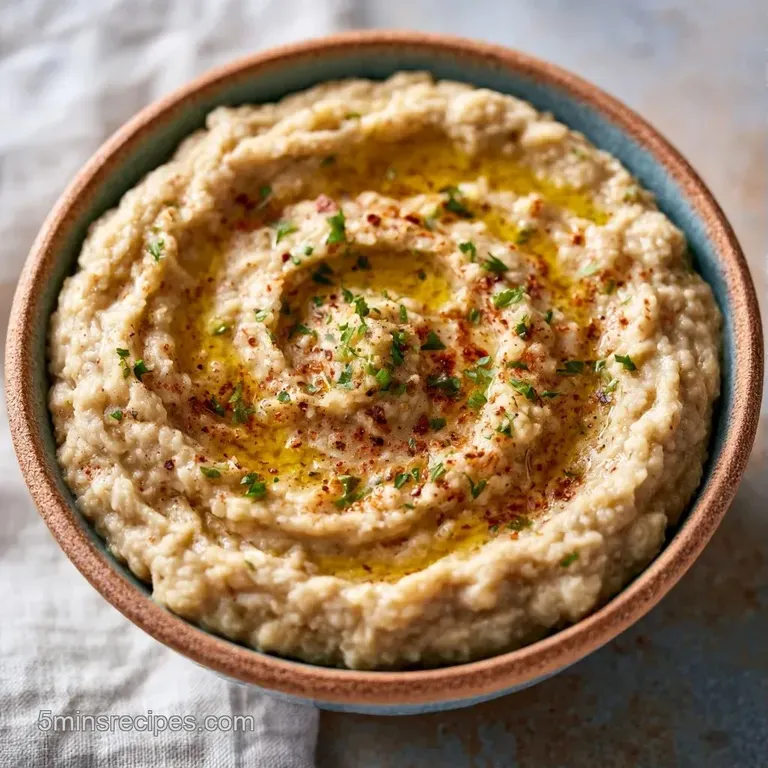 A smooth beige eggplant dip in a rustic bowl surrounded by crisp cucumber slices and warm toasted pita bread triangles.