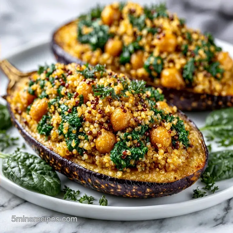 Healthy Baked Stuffed Eggplant with Quinoa