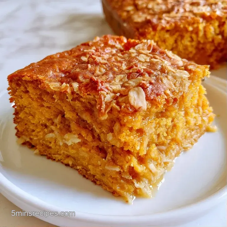 A neat square of spiced orange cake paired with a dollop of thick cream and a sprinkle of cinnamon on a rustic platter