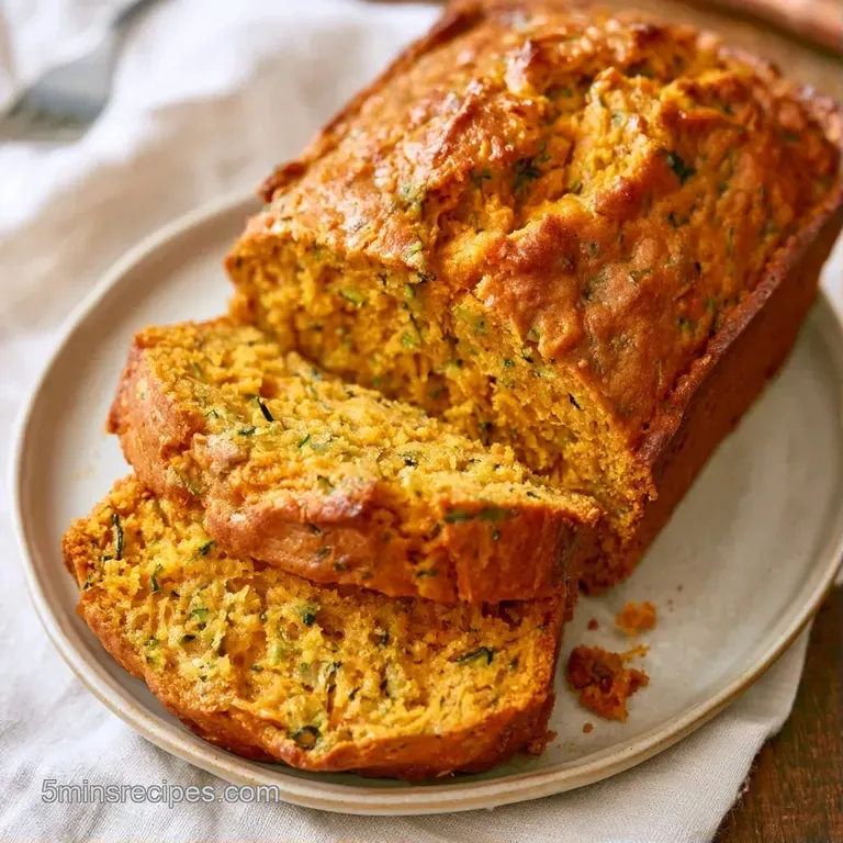 A thick golden-orange slice of moist bread served on a white ceramic plate with a side of creamy softened butter.
