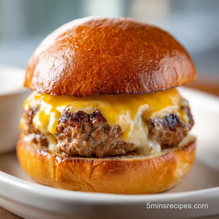Gourmet beef burger plated on a wooden board with golden french fries and a small dish of tangy dipping sauce.