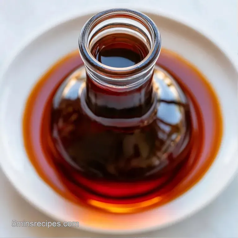 Deep amber liquid in a minimalist glass jar beside a white ceramic coffee cup on a clean, bright marble countertop.