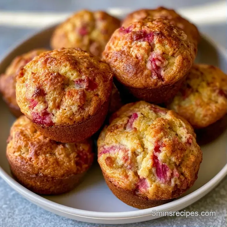 Three moist, golden muffins arranged on a white ceramic plate next to a folded linen napkin and steaming coffee.