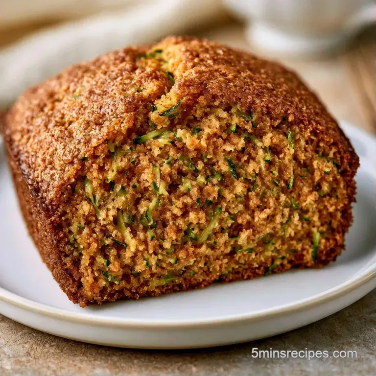 A slice of dark golden cake on a white ceramic plate, topped with a dusting of cinnamon and a sprig of mint.