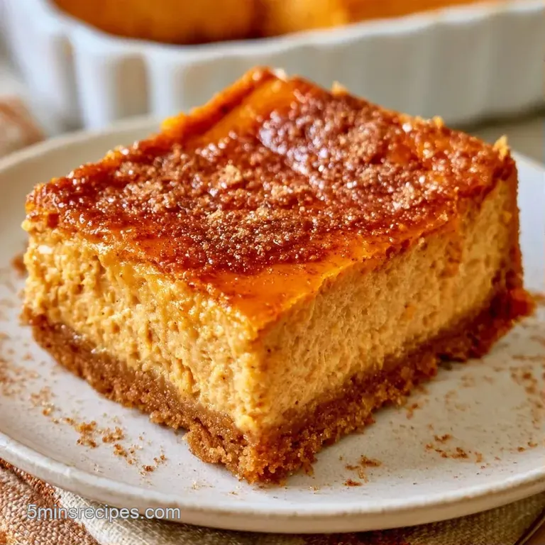 A neat slice of orange dessert on a white porcelain plate, garnished with a sprig of mint and cinnamon powder.
