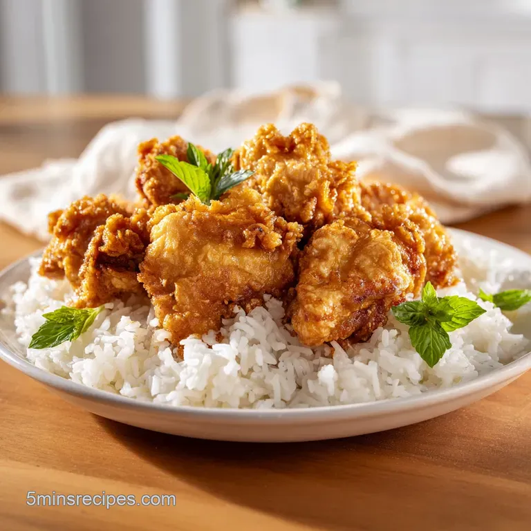 A neat mound of fluffy rice topped with a seared chicken breast and bright steamed carrots on a white plate.