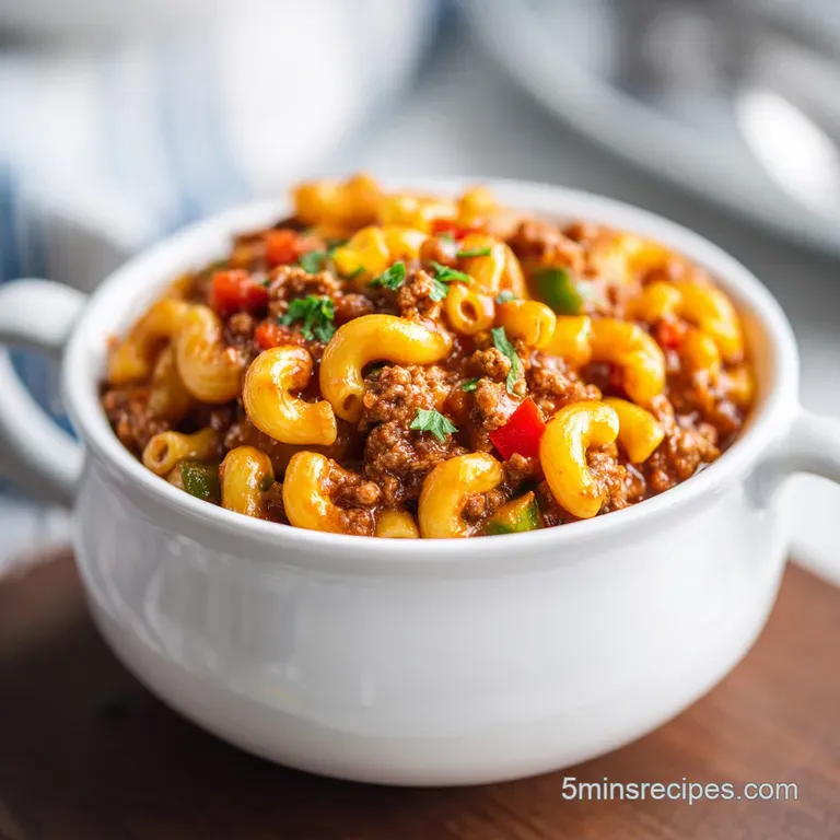 A generous swirl of chili mac topped with shredded cheese and a dollop of cool sour cream, garnished with fresh chives.