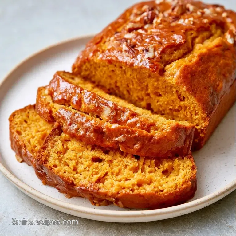 A thick slice of orange-hued quick bread topped with a pat of melting butter on a clean white ceramic plate.