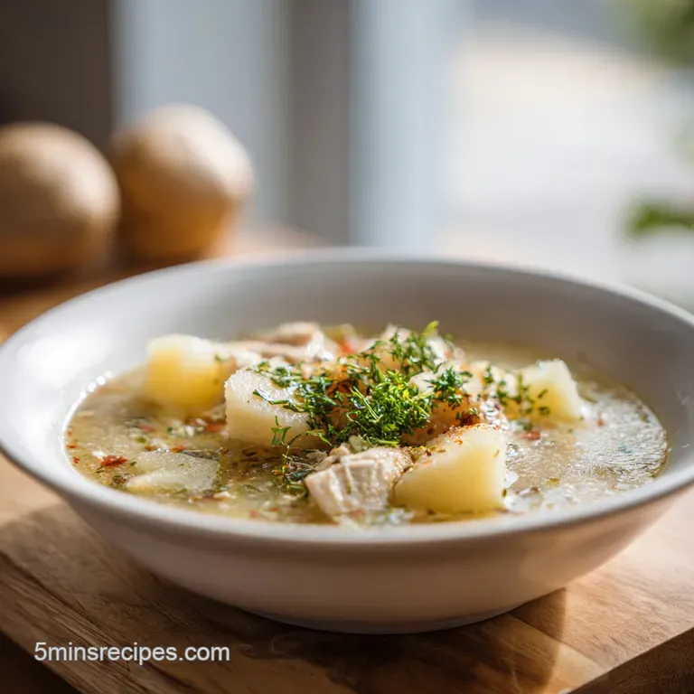 Quick Chicken Potato Soup with Garlic and Herbs