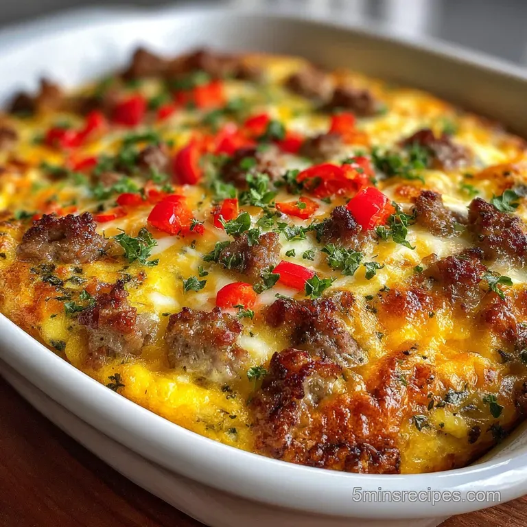 Breakfast Idea for a Crowd with Sausage and Egg Casserole