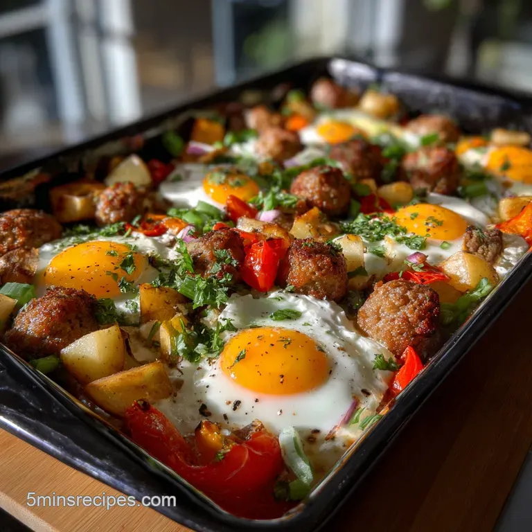 Sausage and glazed vegetables elegantly plated; the sausage's char contrasts the vegetables' glossy, vibrant hues.