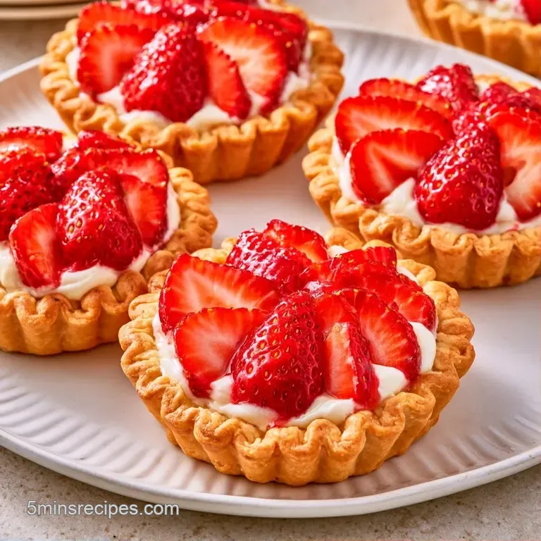 Elegant arrangement of cream-filled pastry cups with fresh berries on a white porcelain plate with mint leaves.