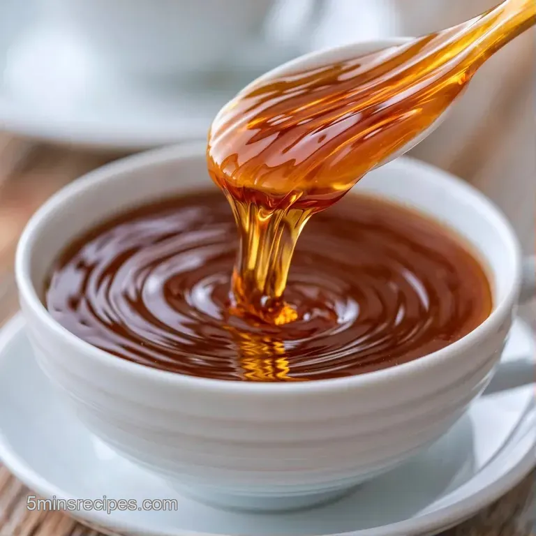 Sleek glass bottle of golden-brown syrup paired with a warm espresso cup on a minimalist marble surface.