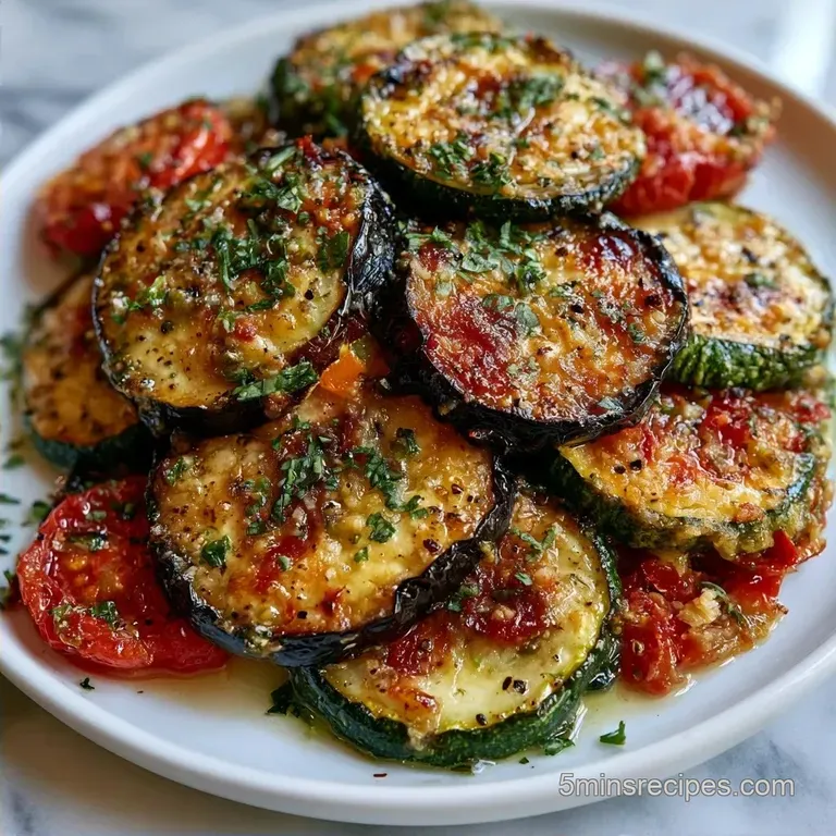 Vegetarian Eggplant Zucchini Gratin with Roma Tomatoes