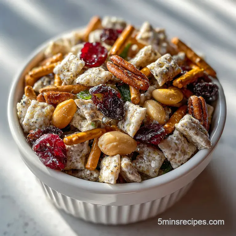 Crunchy squares artfully arranged on a festive plate, coated in white chocolate, dusted with red and green sprinkles on a ...